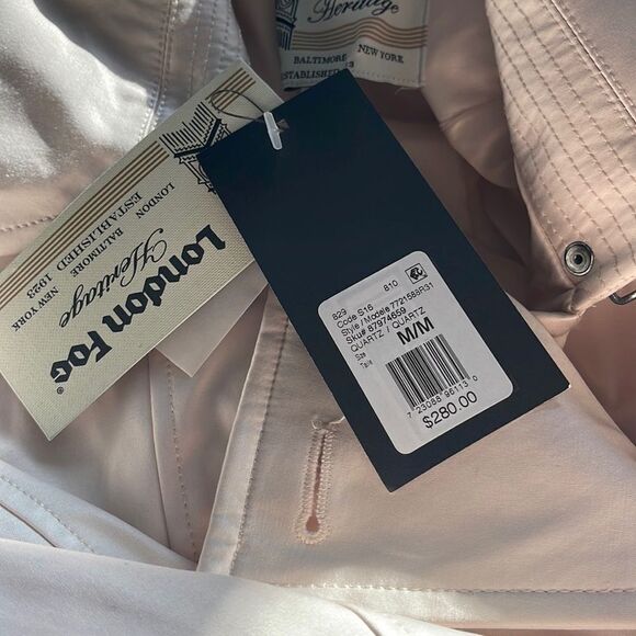 London Fog Belted Bonded Satin Trench Coat-pink - Picture 4 of 6